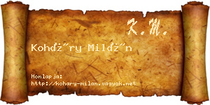 Koháry Milán névjegykártya